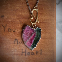 Watermelon Tourmaline Slice Pendant